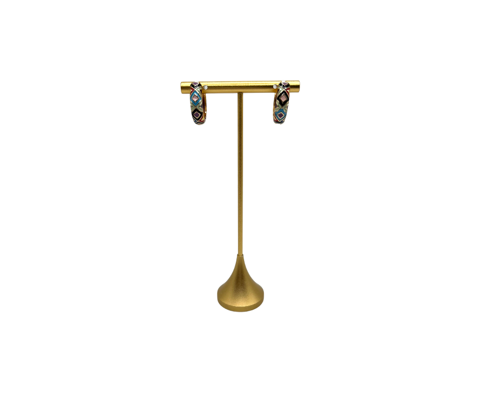 Enamel Hoops:  Stripes, Blue Flowers, Squares