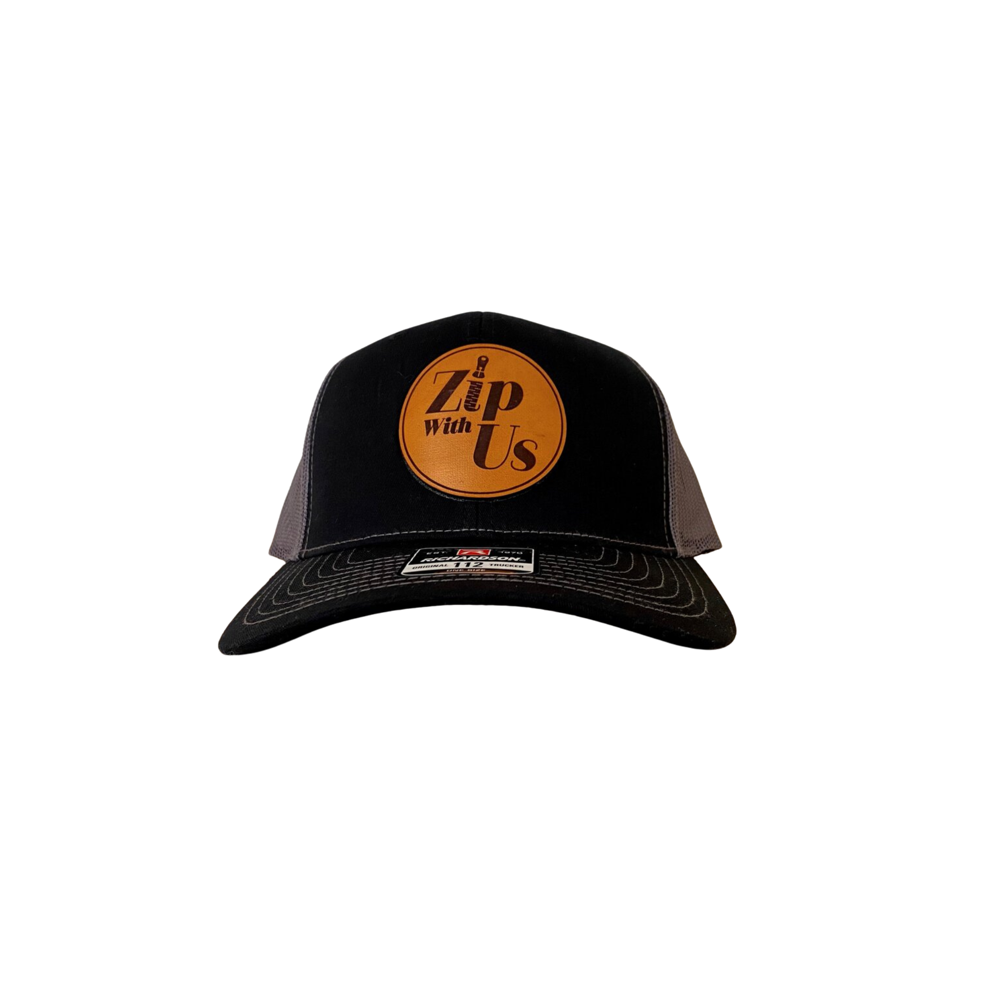 TRUCKER (BLACK) WITH 100% LEATHER EMBOSSED ZWU PATCH